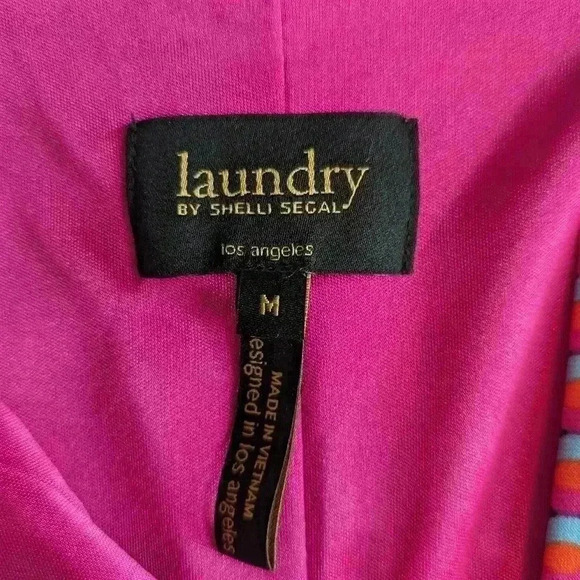 Laundry by Shelli Segal Dress Geometric Cap Sleeve V-Neck Pink Orange Career M - Picture 6 of 11